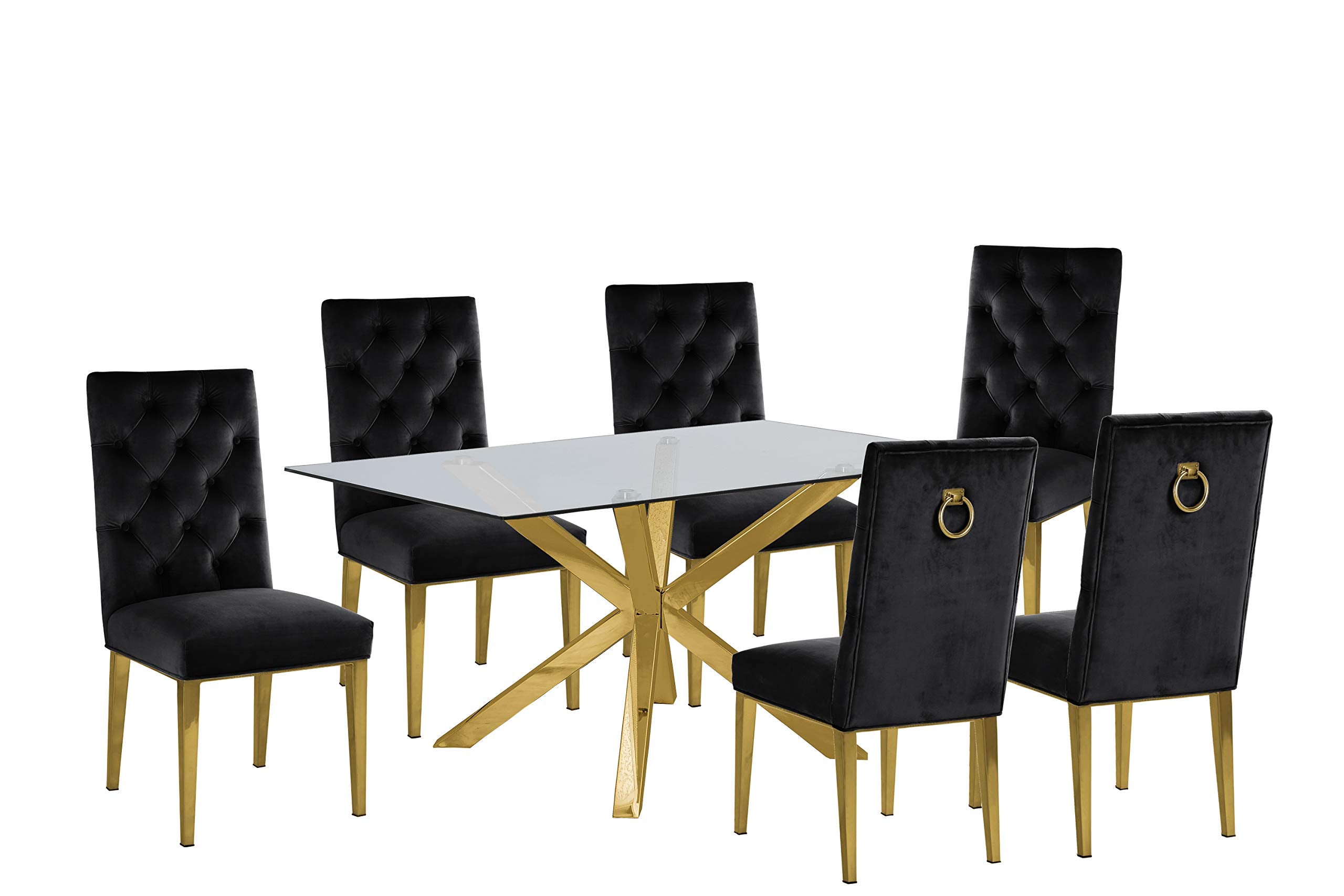 Furniture D61-6Sc75 Dining Set, Black